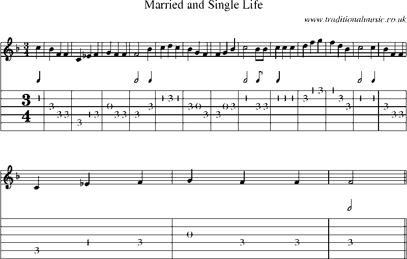Guitar Tab and Sheet Music for Married And Single Life(1)