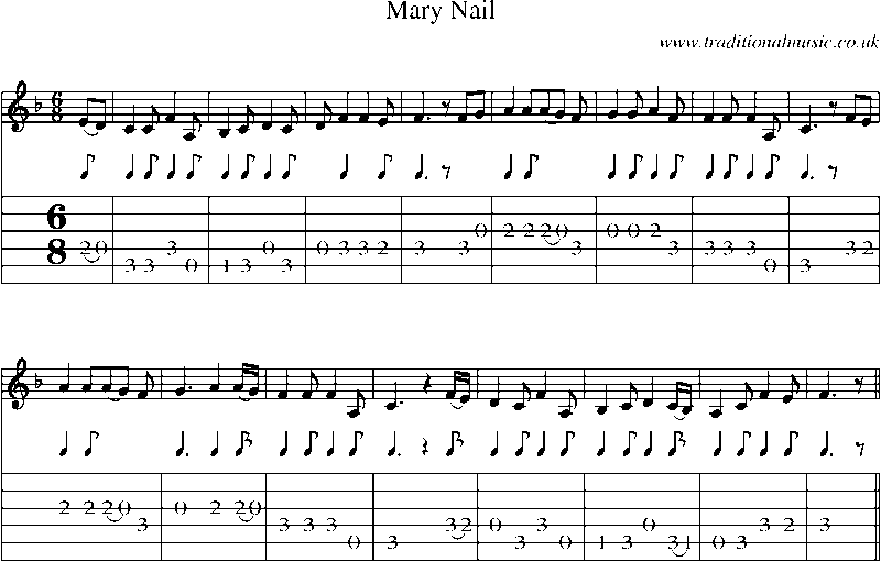 Guitar Tab and Sheet Music for Mary Nail