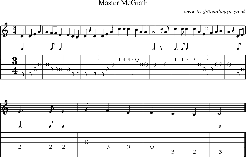 Guitar Tab and Sheet Music for Master Mcgrath