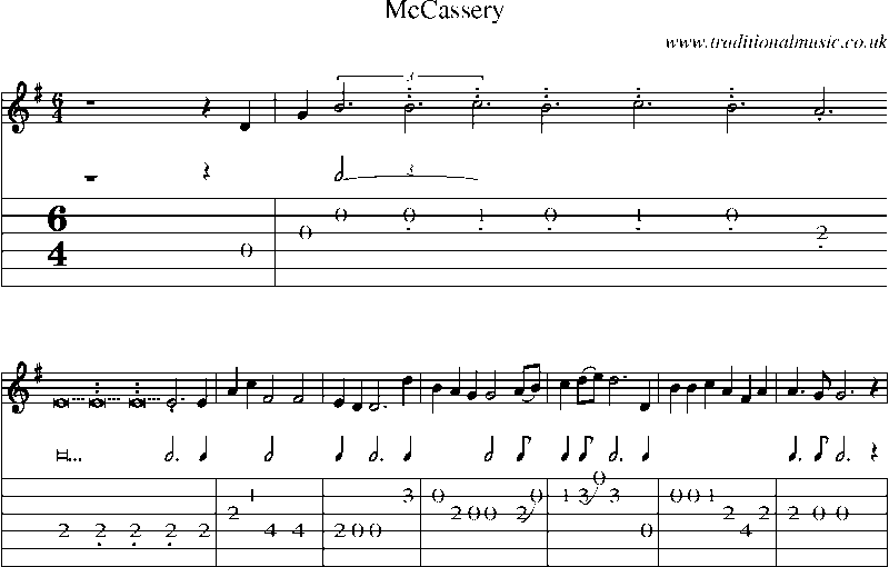 Guitar Tab and Sheet Music for Mccassery