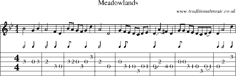 Guitar Tab and Sheet Music for Meadowlands