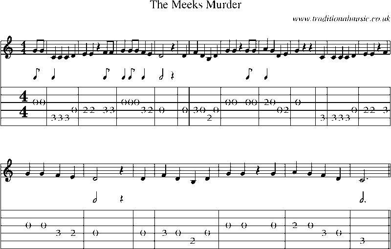 Guitar Tab and Sheet Music for The Meeks Murder
