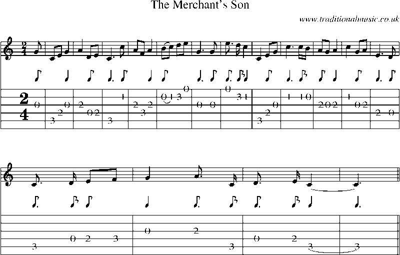 Guitar Tab and Sheet Music for The Merchant's Son