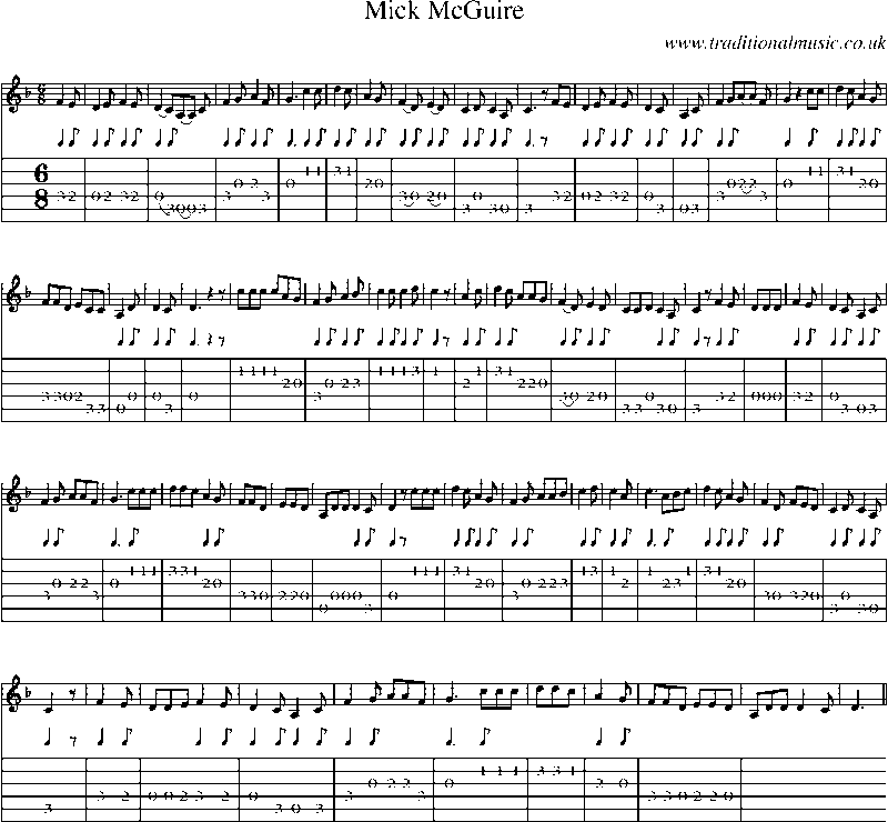 Guitar Tab and Sheet Music for Mick Mcguire