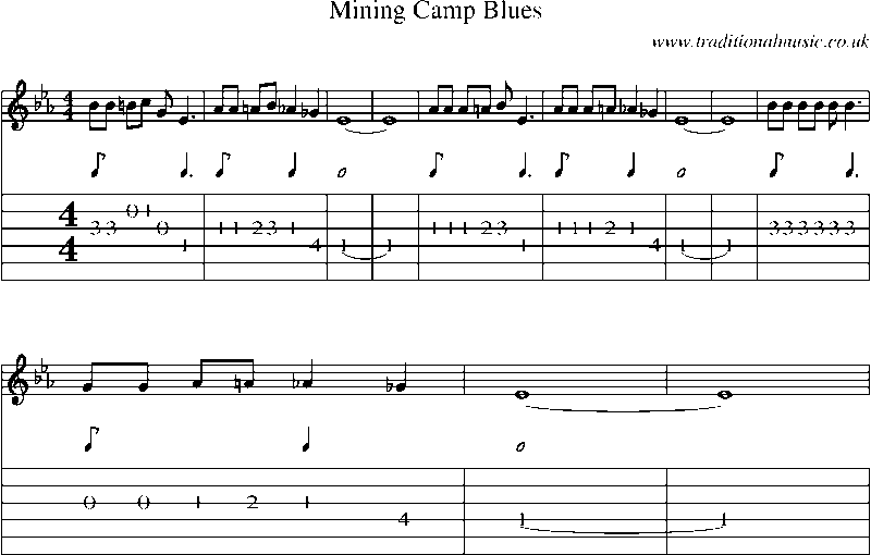 Guitar Tab and Sheet Music for Mining Camp Blues(1)