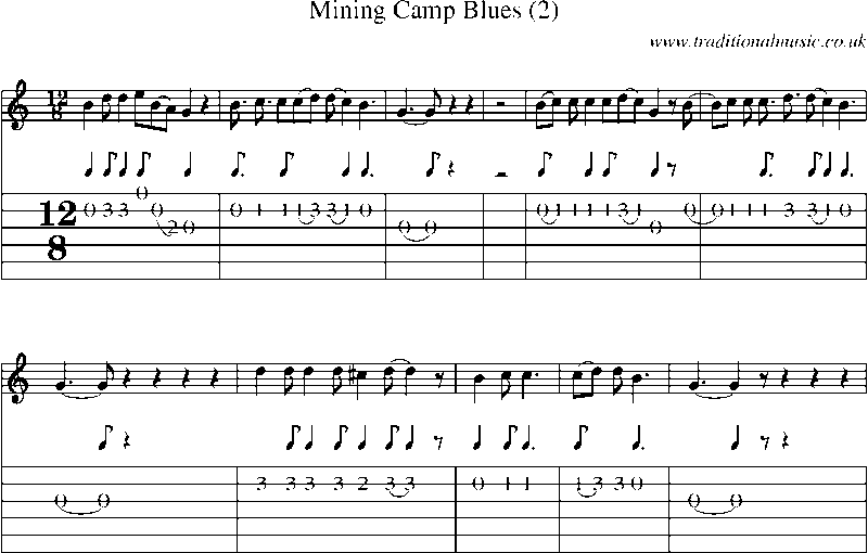 Guitar Tab and Sheet Music for Mining Camp Blues(2)