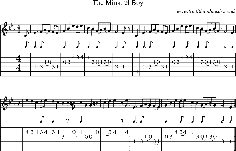 Guitar Tab and Sheet Music for The Minstrel Boy