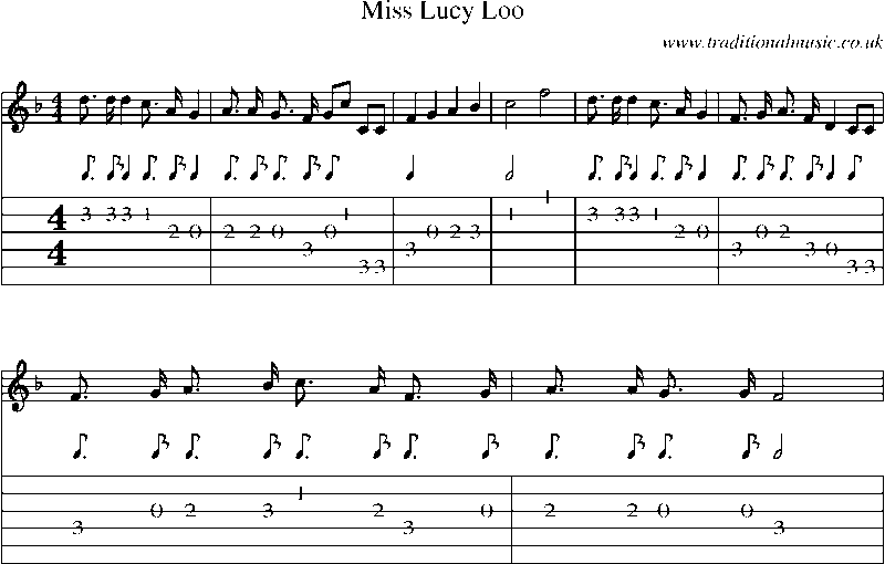 Guitar Tab and Sheet Music for Miss Lucy Loo