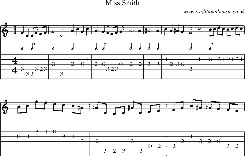 Guitar Tab and Sheet Music for Miss Smith