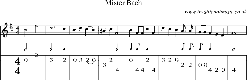 Guitar Tab and Sheet Music for Mister Bach
