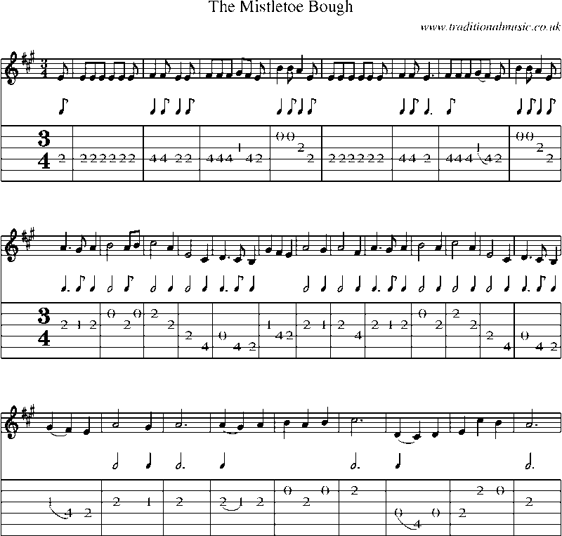 Guitar Tab and Sheet Music for The Mistletoe Bough