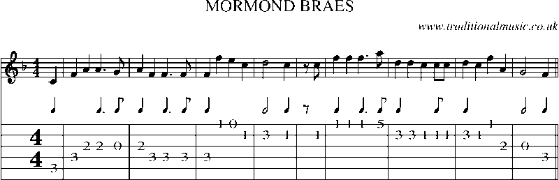 Guitar Tab and Sheet Music for Mormond Braes