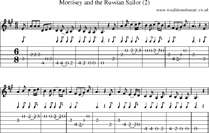 Guitar Tab and Sheet Music for Morrisey And The Russian Sailor (2)