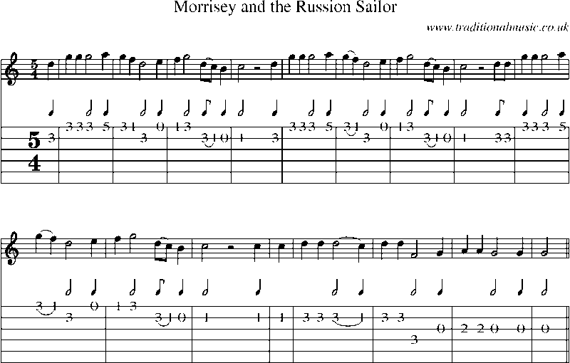 Guitar Tab and Sheet Music for Morrisey And The Russion Sailor