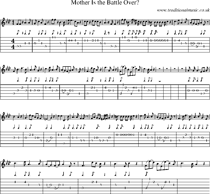 Guitar Tab and Sheet Music for Mother Is The Battle Over?