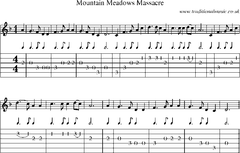 Guitar Tab and Sheet Music for Mountain Meadows Massacre