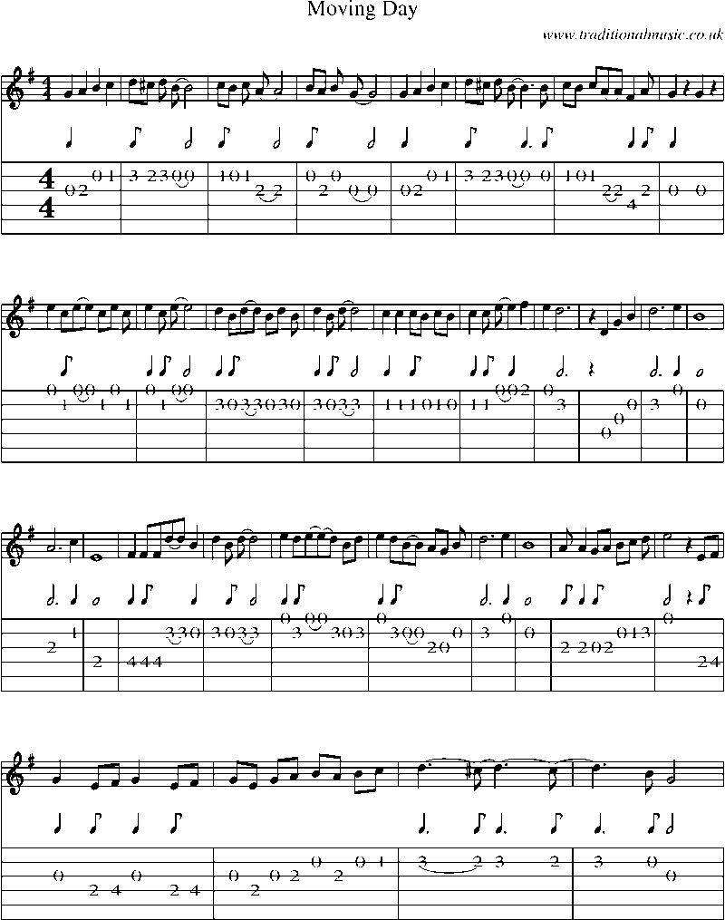 Guitar Tab and Sheet Music for Moving Day