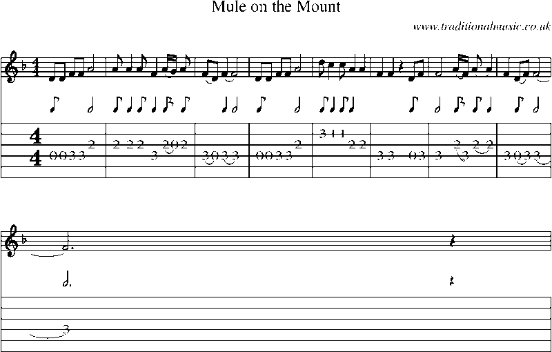 Guitar Tab and Sheet Music for Mule On The Mount