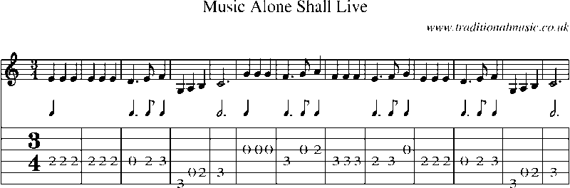 Guitar Tab and Sheet Music for Music Alone Shall Live
