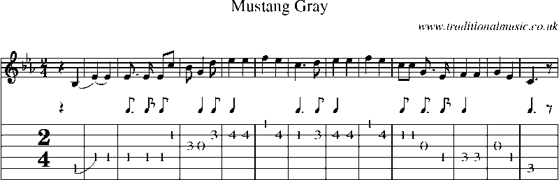 Guitar Tab and Sheet Music for Mustang Gray