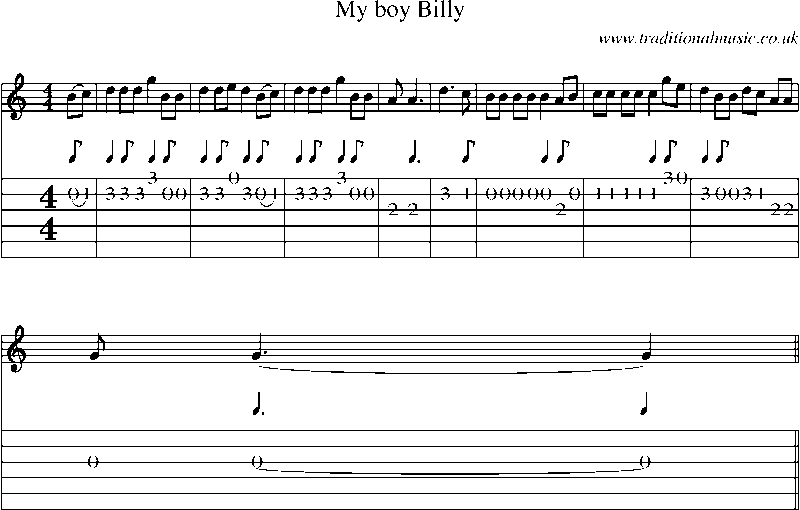 Guitar Tab and Sheet Music for My Boy Billy(1)