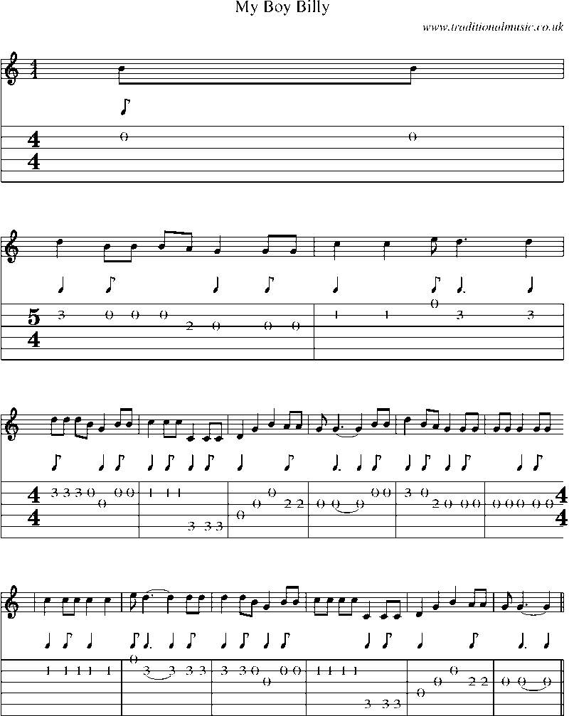 Guitar Tab and Sheet Music for My Boy Billy(3)