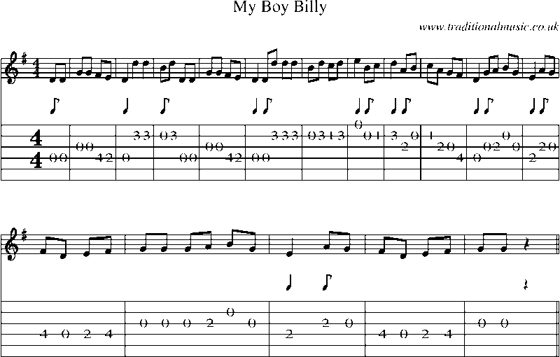 Guitar Tab and Sheet Music for My Boy Billy(4)