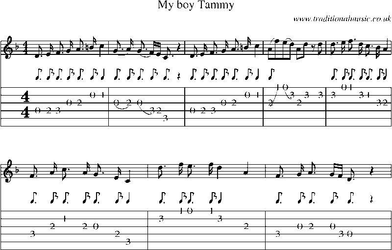 Guitar Tab and Sheet Music for My Boy Tammy