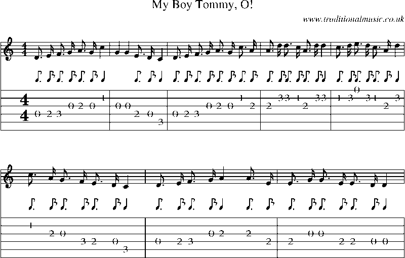 Guitar Tab and Sheet Music for My Boy Tommy, O!