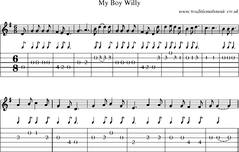 Guitar Tab and Sheet Music for My Boy Willy