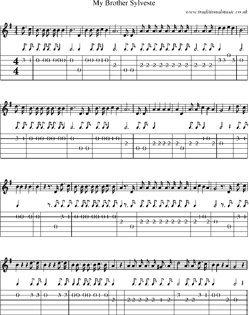 Guitar Tab and Sheet Music for My Brother Sylveste