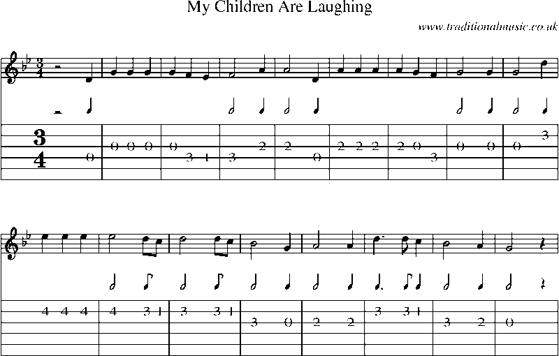 Guitar Tab and Sheet Music for My Children Are Laughing