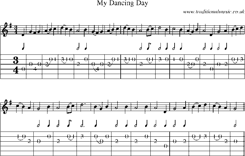 Guitar Tab and Sheet Music for My Dancing Day