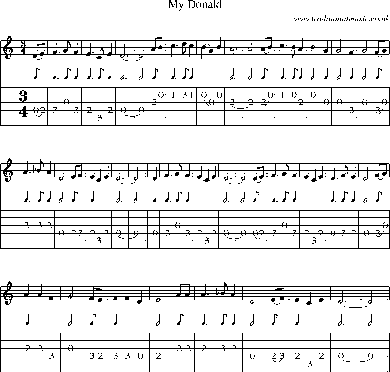 Guitar Tab and Sheet Music for My Donald
