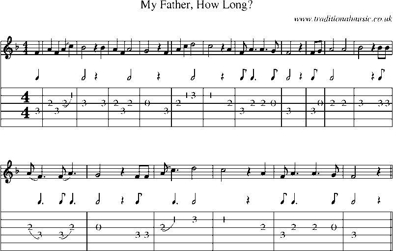 Guitar Tab and Sheet Music for My Father, How Long?