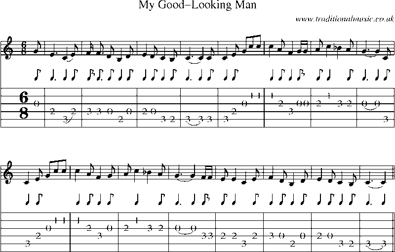 Guitar Tab and Sheet Music for My Good-looking Man
