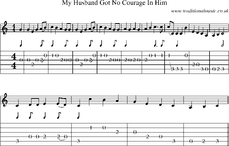 Guitar Tab and Sheet Music for My Husband Got No Courage In Him