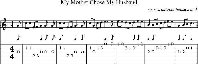 Guitar Tab and Sheet Music for My Mother Chose My Husband