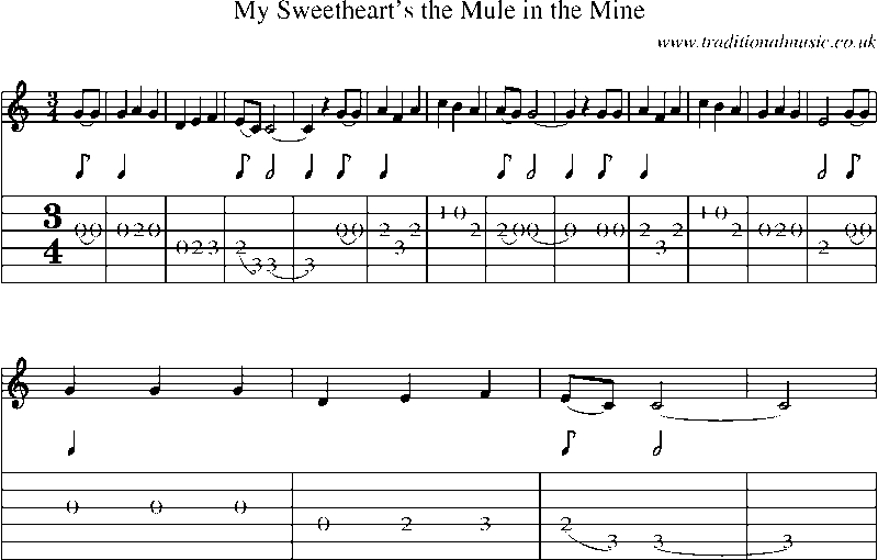 Guitar Tab and Sheet Music for My Sweetheart's The Mule In The Mine