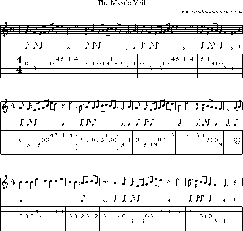 Guitar Tab and Sheet Music for The Mystic Veil