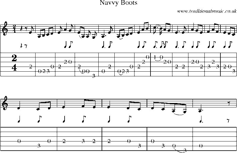 Guitar Tab and Sheet Music for Navvy Boots