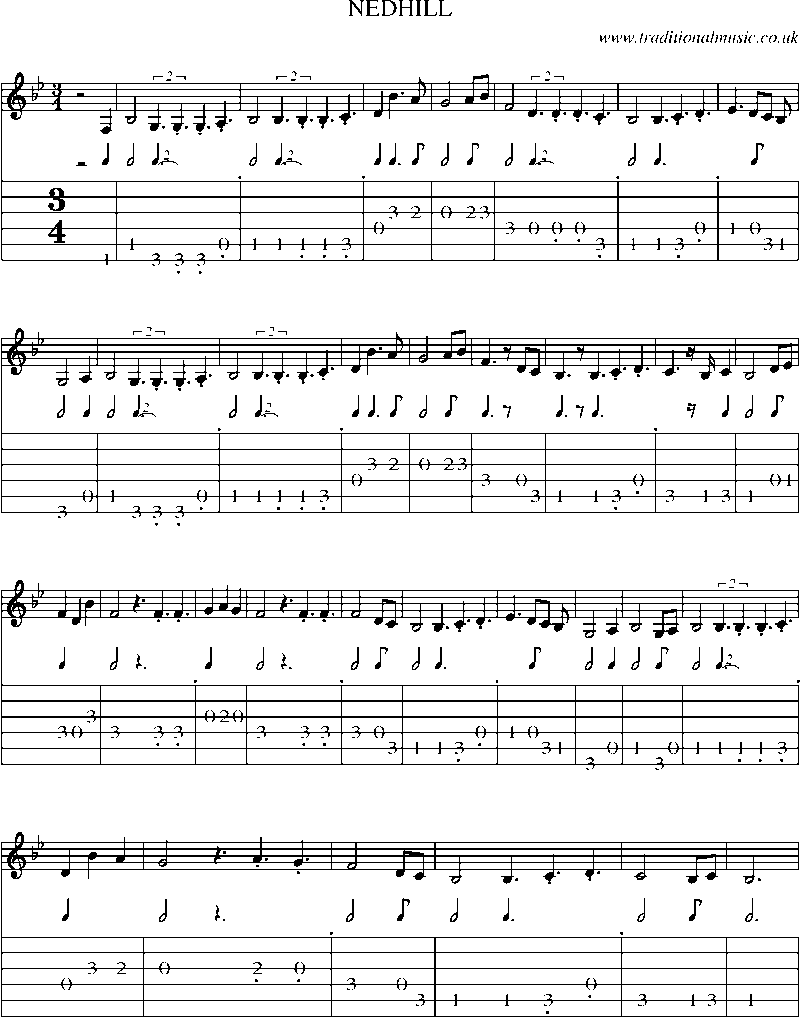 Guitar Tab and Sheet Music for Nedhill
