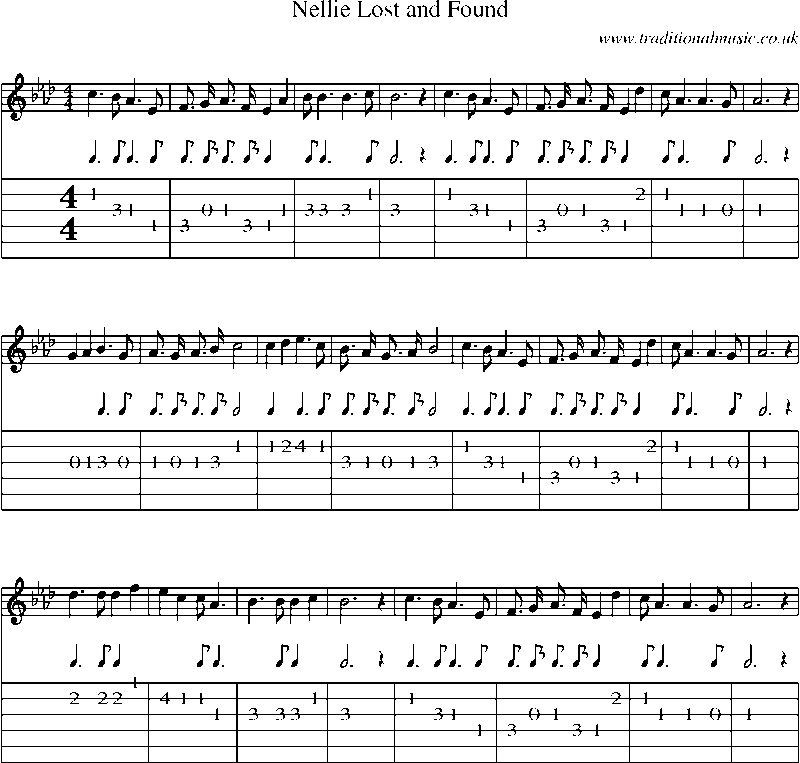 Guitar Tab and Sheet Music for Nellie Lost And Found