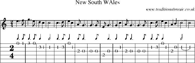 Guitar Tab and Sheet Music for New South Wales