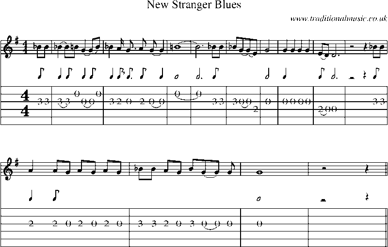 Guitar Tab and Sheet Music for New Stranger Blues