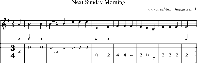 Guitar Tab and Sheet Music for Next Sunday Morning