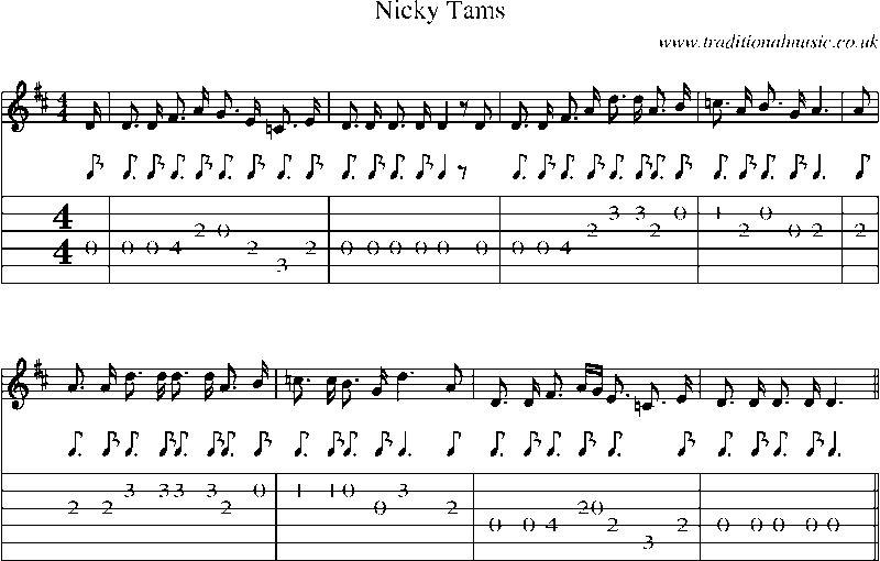 Guitar Tab and Sheet Music for Nicky Tams