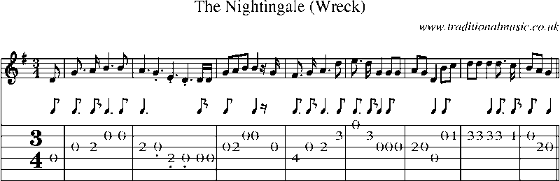 Guitar Tab and Sheet Music for The Nightingale (wreck)