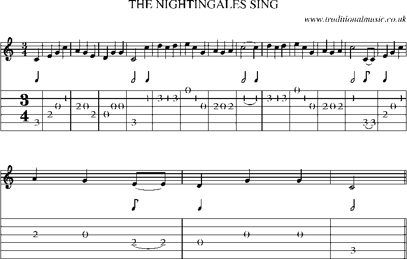 Guitar Tab and Sheet Music for The Nightingales Sing