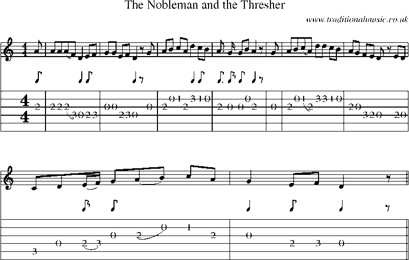 Guitar Tab and Sheet Music for The Nobleman And The Thresher